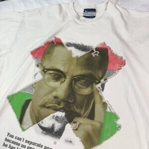 VTG Malcolm X Black Heritage Legendary Heroz White Shirt Mens 3XL MADE IN USA
